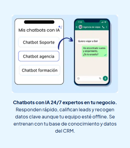 Captura oficial de Clientify que muestra un chatbot conectado a una conversación de WhatsApp